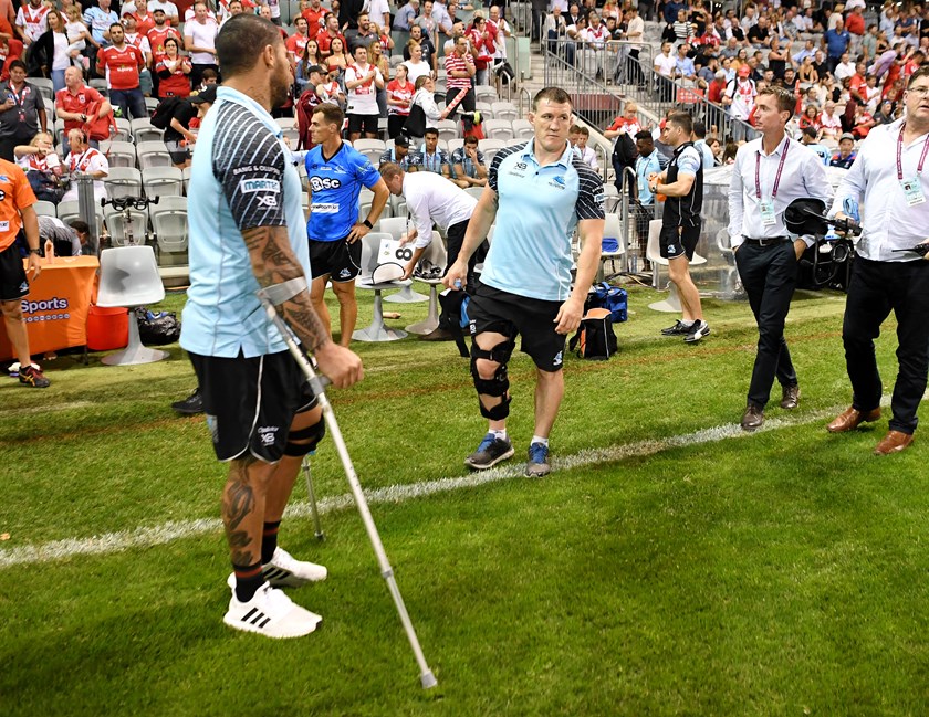 Injured Sharks Andrew Fifita and Paul Gallen