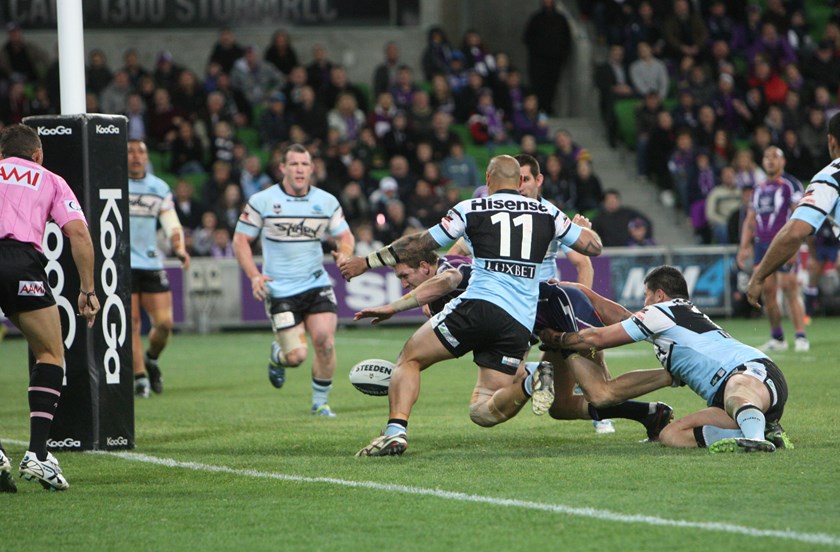 Ryan Hoffman scores in 2012.