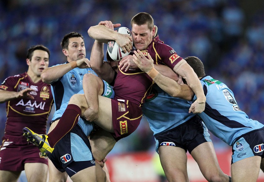 Brent Tate takes on the NSW defence.