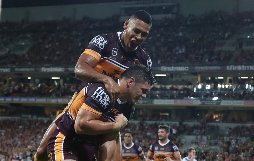 Broncos duo James Roberts and Jamayne Isaako.