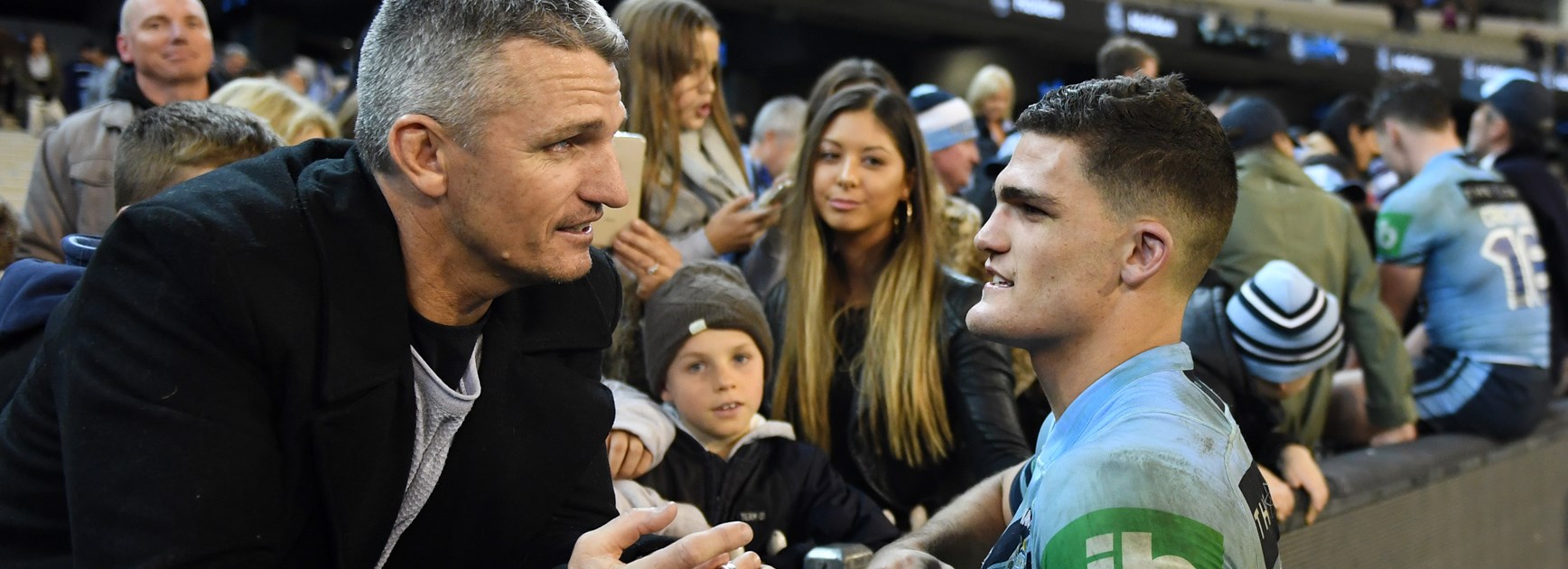 Ivan and Nathan Cleary after Nathan's Origin debut in 2018.