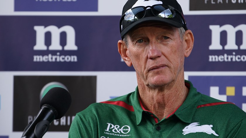 Wayne Bennett at his first media conference as Rabbitohs coach.