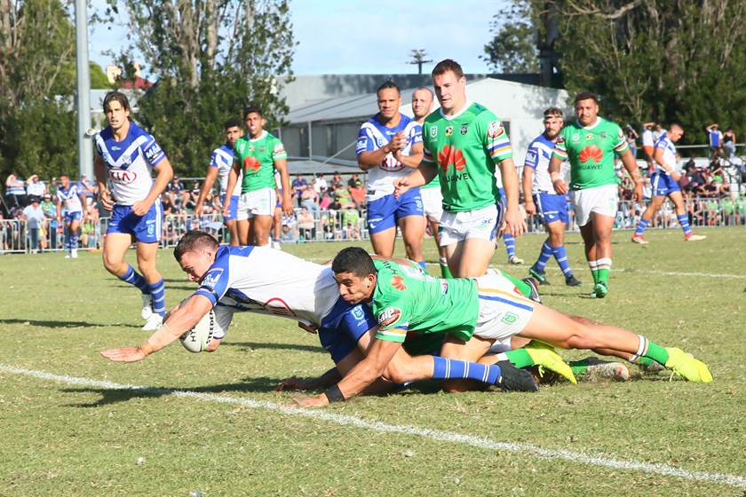 Kerrod Holland scores against Canberra in a pre-season trial.