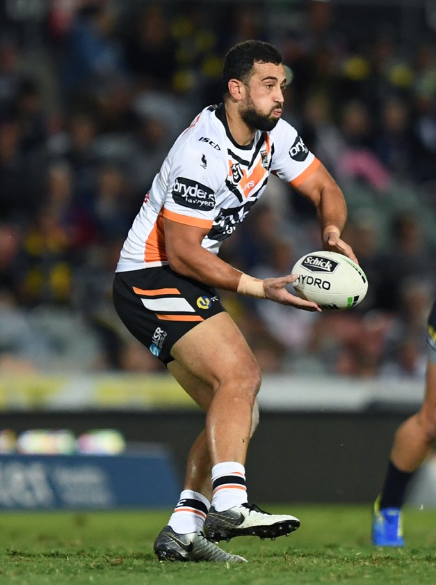 Ben Matulino passes during the round-14 clash with the Cowboys.