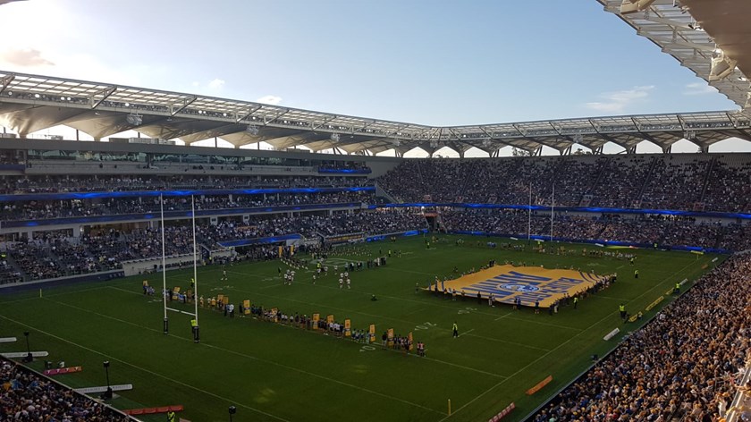 Kenny Scott's view from his seat at Bankwest Stadium.