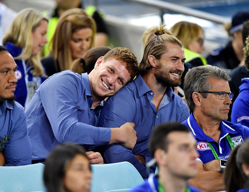 Injured Bulldogs Dylan Napa and Kieran Foran.