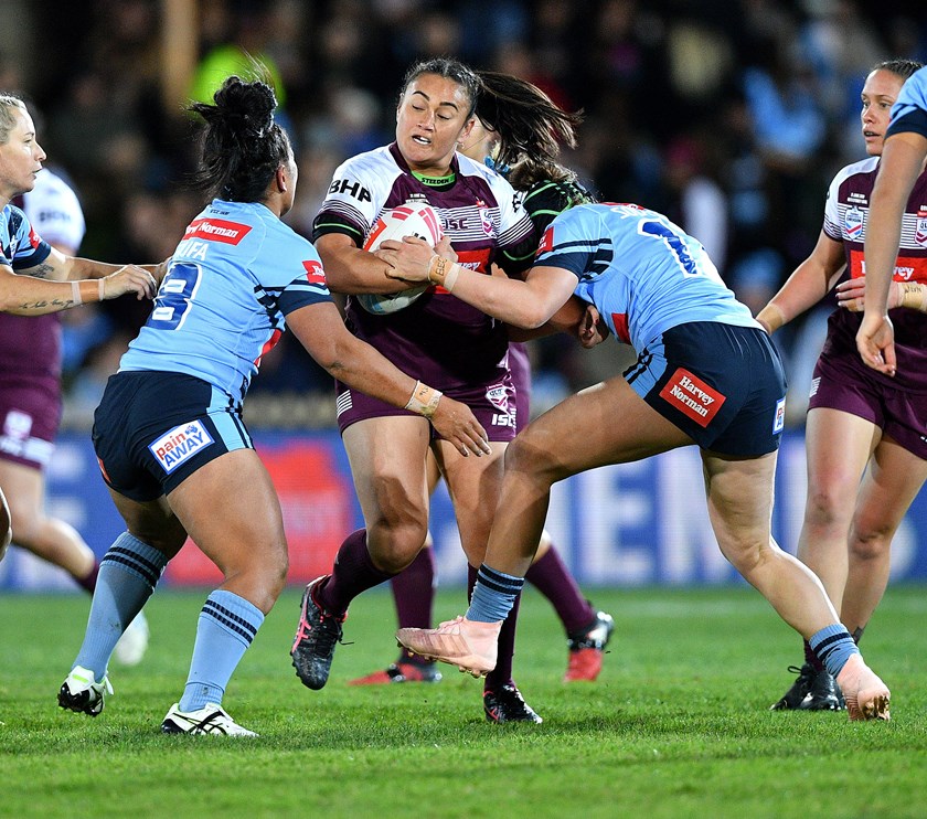 Annette Brander in action for the Maroons in 2019.