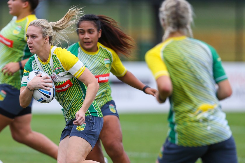 Karina Brown and the Jillaroos training in 2016.