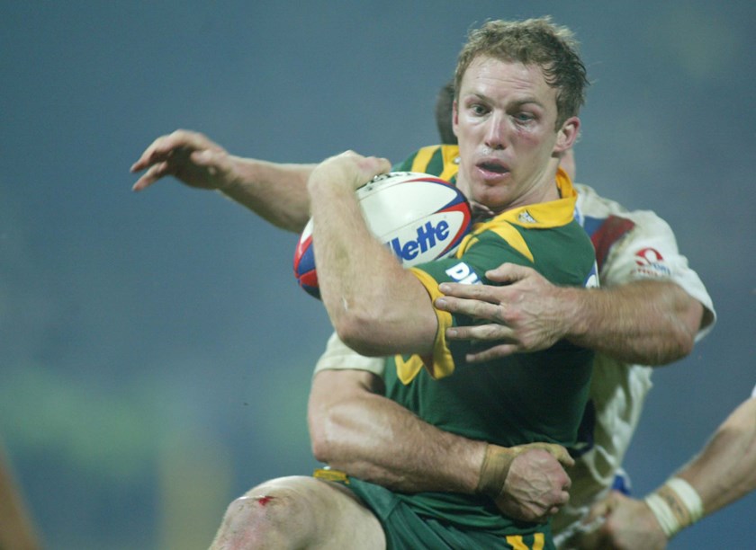 Darren Lockyer playing for fullback for Australia in 2003.