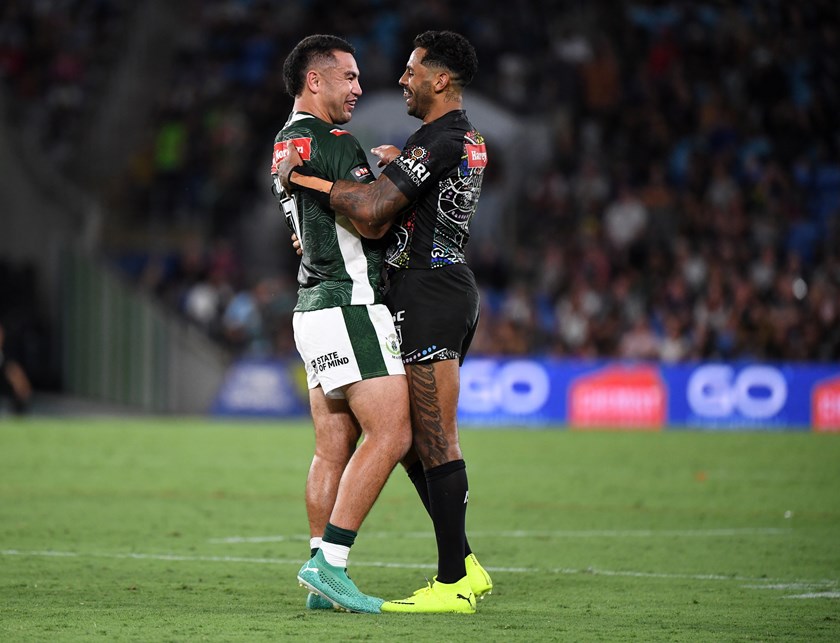 Jahrome Hughes and Josh Addo-Carr at the 2020 All Stars game.