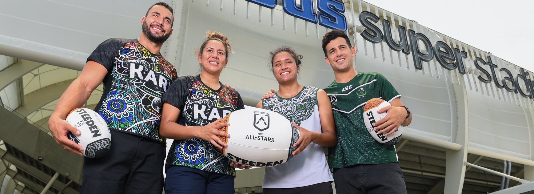 Talisha Harden, Ryan James, Jordan Kahu and Zahara Temara at the launch of the 2020 All Stars.