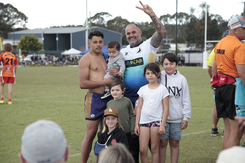 Jayden Sullivan and his father Jason at the Koori Knockout.