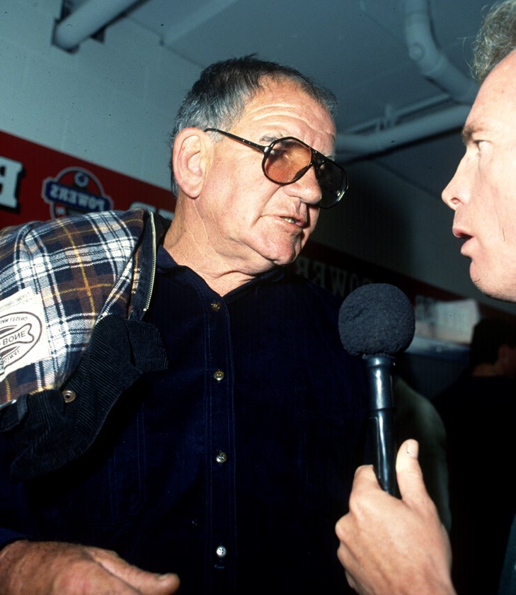 Jack Gibson conducting a radio interview during his coaching days.