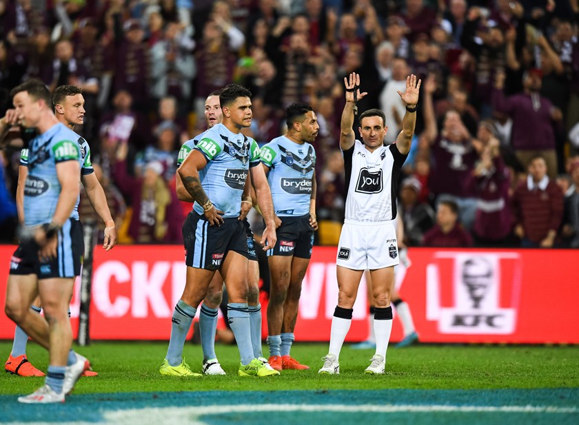 Latrell Mitchell is sin-binned in Origin I.