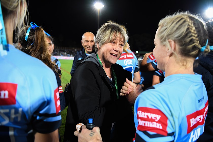 Tarsha Gale congratulates the NSW Blues after their 2019 Origin win.