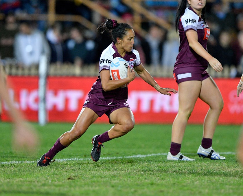 Amy Turner playing for the Maroons in Origin 2019.