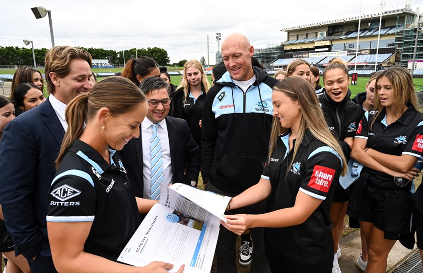 Sharks Head Coach Craig Fitzgibbon looks over the club's NRLW licence application