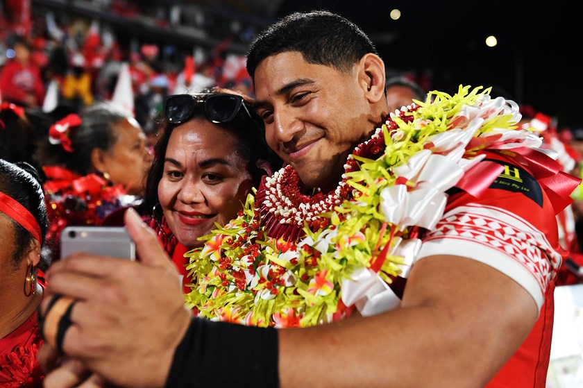 Jason Taumaolo after Tonga's Test match against Australia in 2018.