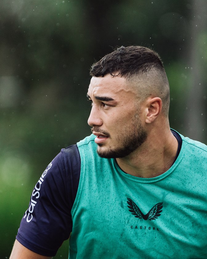 Joe Chan during pre-season training with Melbourne. Credit: Storm