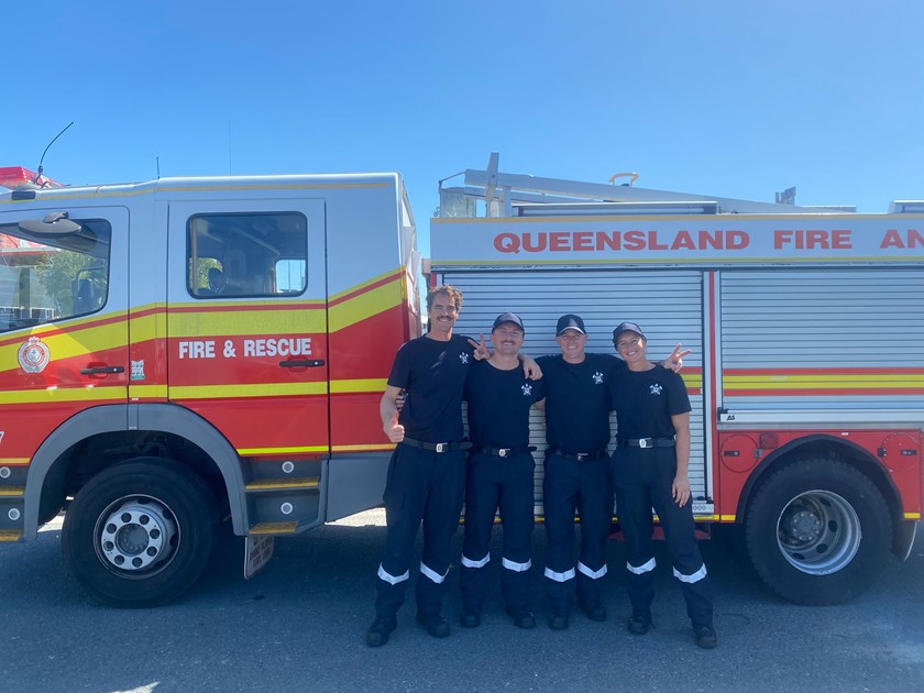 Brown (far right) with some of her crew on the Gold Coast.