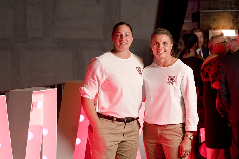 Steph Hancock and Karyn Murphy at a Queensland Origin launch in 2019.