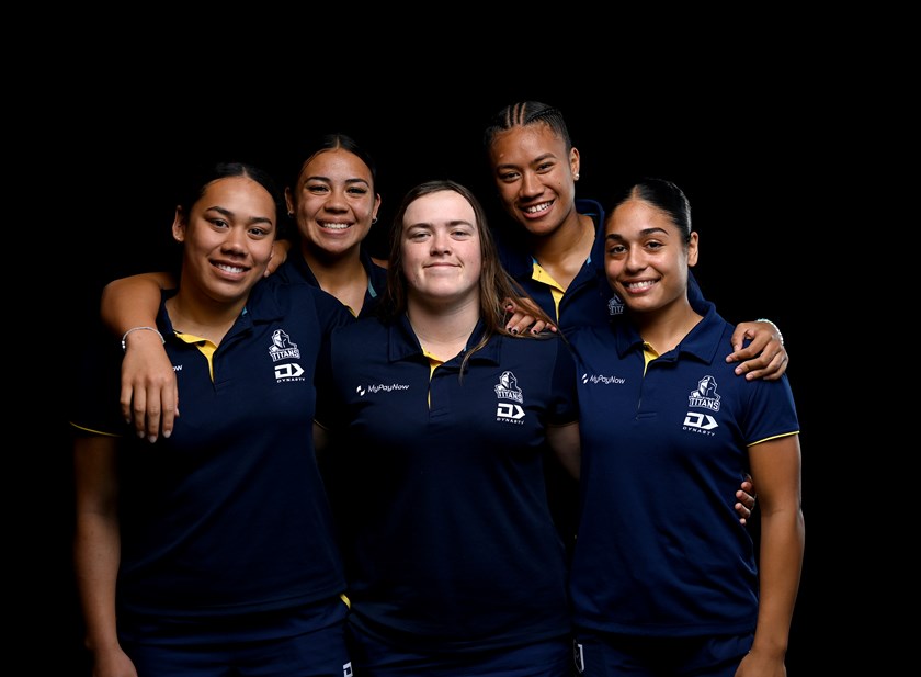 Titans teenagers Sienna Lofipo, Dannii Perese, Rilee Jorgensen, Chantay Kiria-Ratu and  Destiny Mino-Sinapati have set the NRLW alight