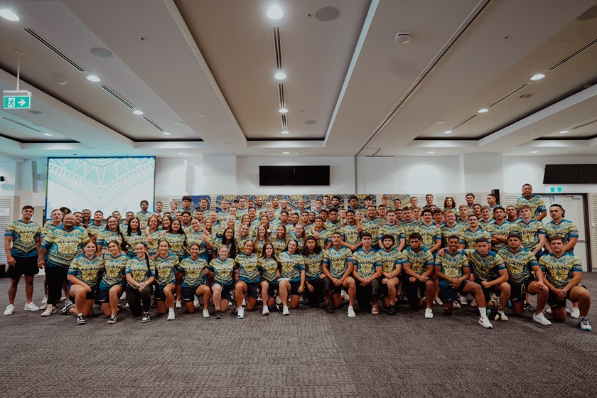 Members of all Parramatta grades at the Multicultural jersey launch on Monday night.