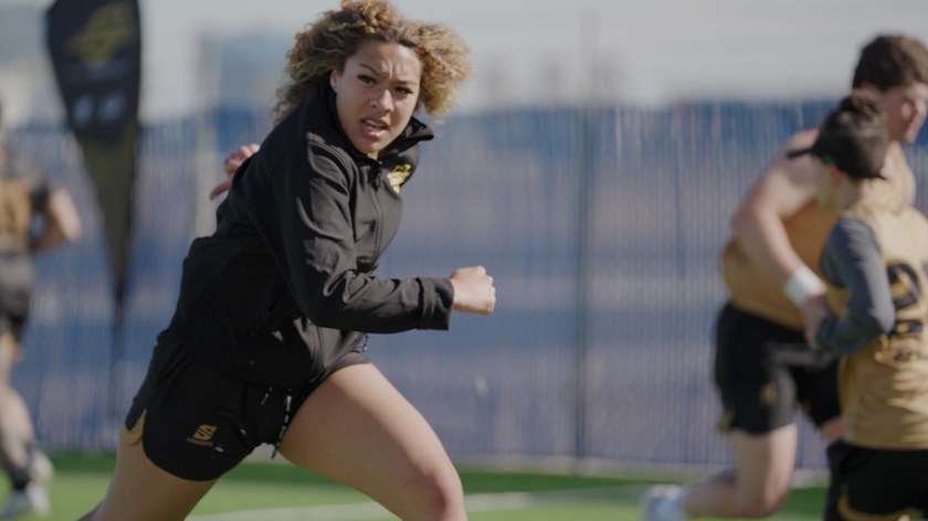 Liz Tafuna at the NRL talent combine in Las Vegas