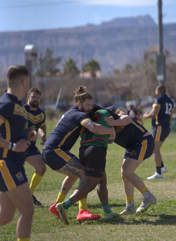 Chris McQueen in action for Brooklyn Kings at the NRL Vegas 9s