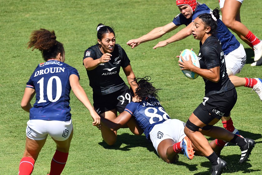 Tenika Willison in action in Perth earlier this year for the champion Black Ferns Sevens outfit.