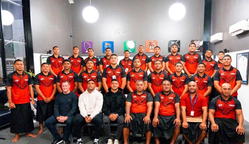 Tonga coach Kristian Woolf and players Tevita Pangai junior and Isaiya Katoa hosted the Tongan Schoolboys at the Dolphins. 