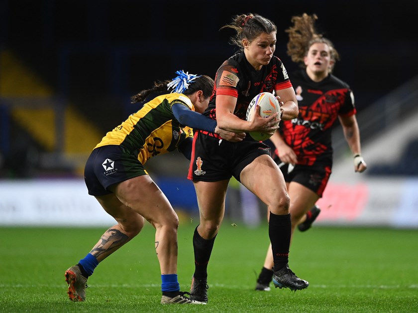 Megan Pakulis in action for Canada against Brazil at the 2022 World Cup in England