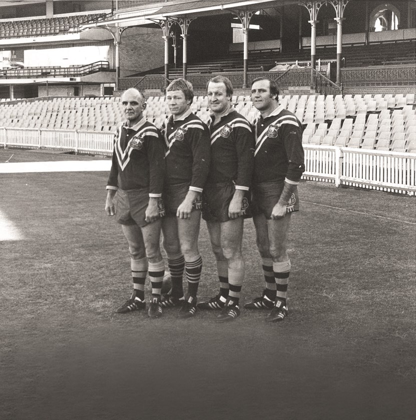 The original Immortals Clive Churchill, Bob Fulton, John Raper and Reg Gasnier at the SCG in 1981.